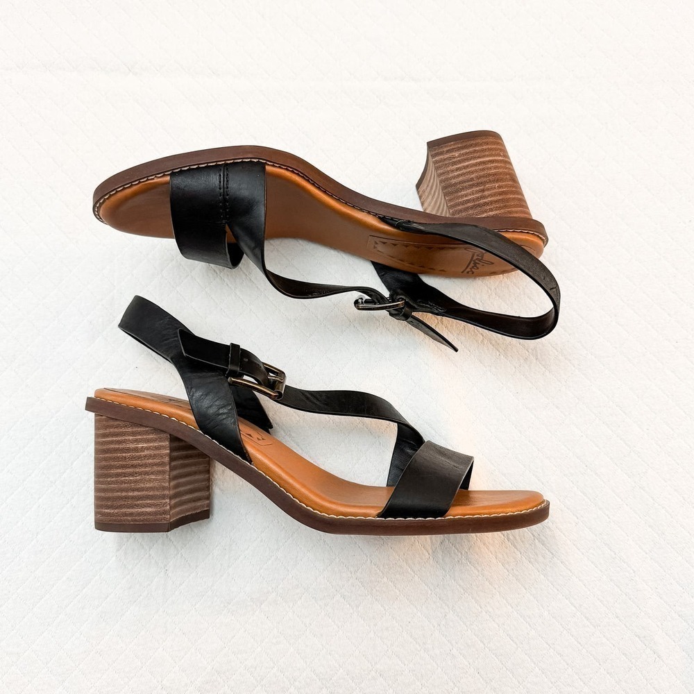 Zodiac Ivy Black Leather Slingback Cross Strap Sandal Open Toe Size 10 - Picture 5 of 5